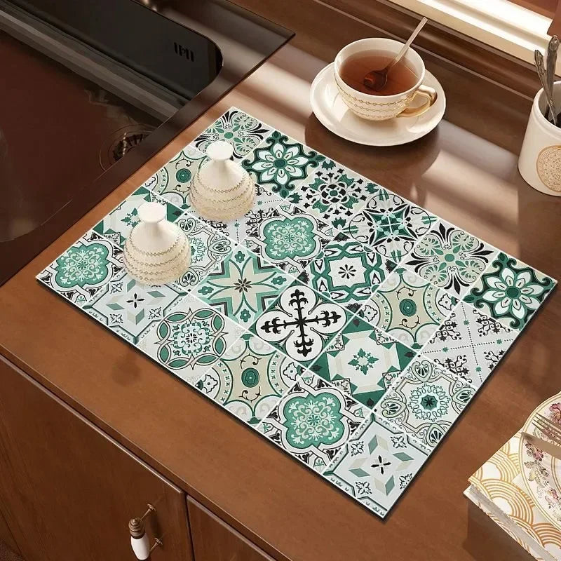 Super Absorbent Anti-Slip Kitchen Drying Mat - Quick Dry Pad