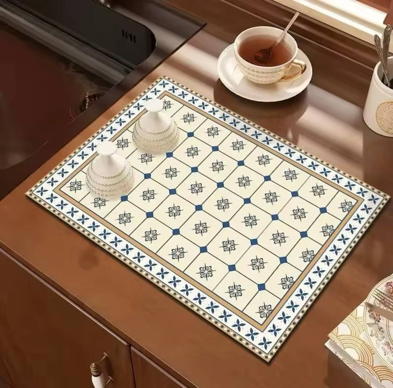 Super Absorbent Anti-Slip Kitchen Drying Mat - Quick Dry Pad