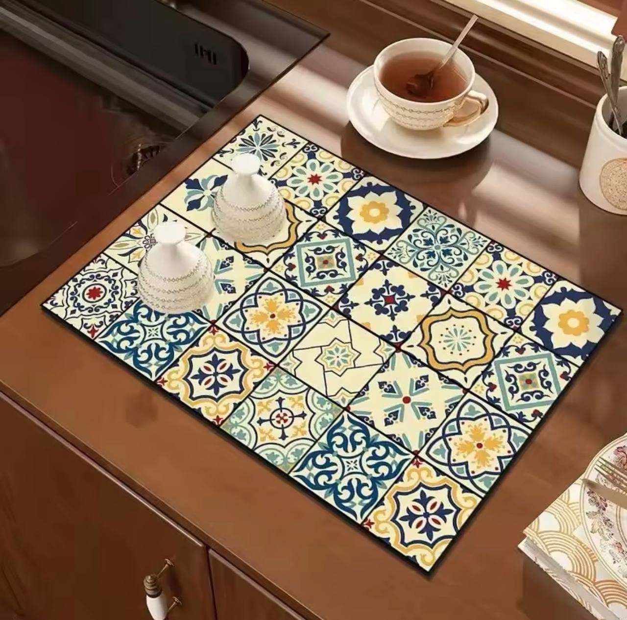 Super Absorbent Anti-Slip Kitchen Drying Mat - Quick Dry Pad