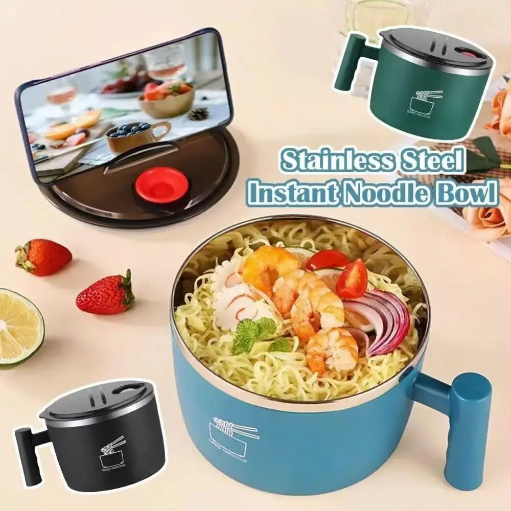 Stainless Steel Noodle Bowl with Lid & Drain Outlet