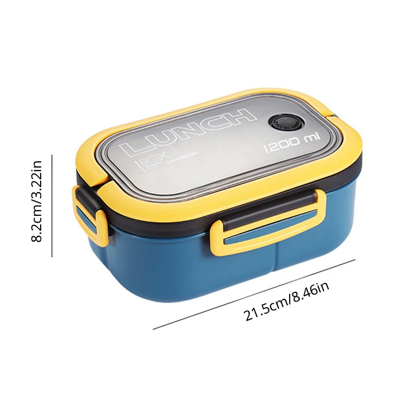 Portable Double-Layer Lunch Box with Utensils & Compartments