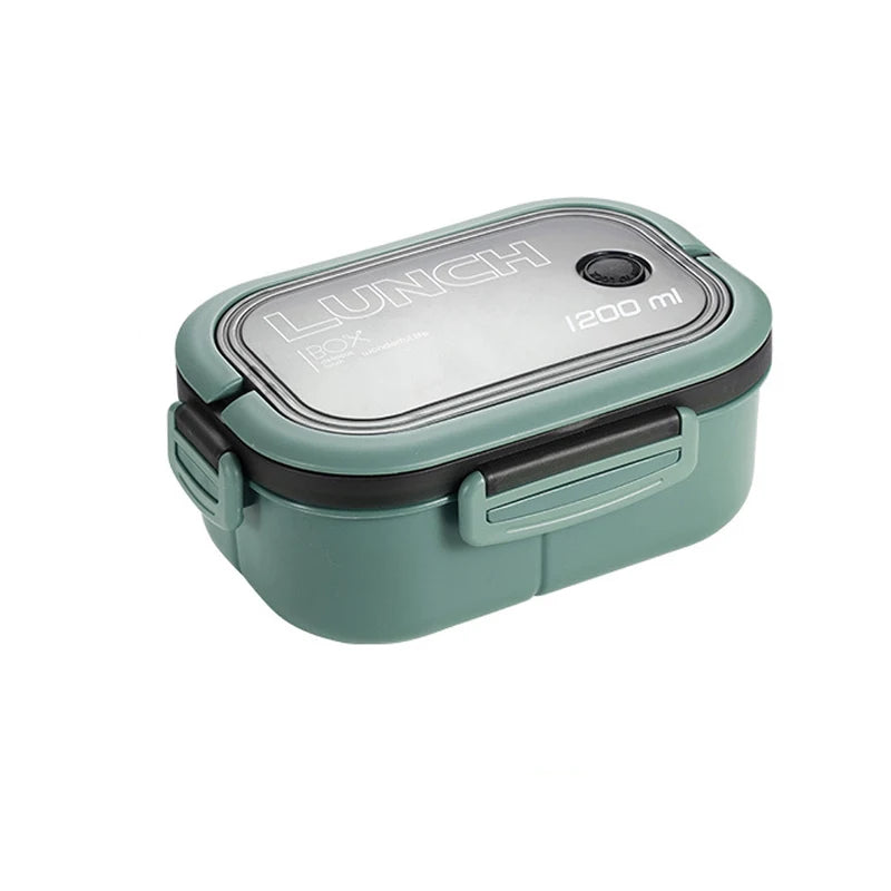 Portable Double-Layer Lunch Box with Utensils & Compartments